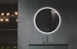 Oglinda iluminare LED Belform Atlantis functie dezaburire, touch, ceas digital, 80x80 cm - Img 2