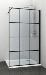 Paravan dus Walk-In Sanotechnik Elite black grid, cu serigrafie ceramica, 120 cm - Img 2