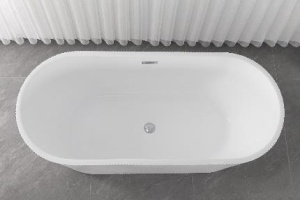 PROMO Cada freestanding acril Reno riflata, 170x75 cm, alb lucios - Img 3