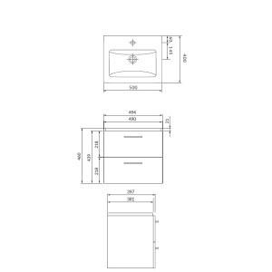 SET 806 Mobilier suspendat cu lavoar Cersanit Lara Como, 50 cm, alb - Img 2