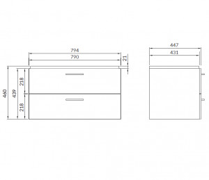 SET 809 Mobilier suspendat cu lavoar Cersanit Lara Como, 80 cm, alb - Img 3