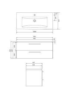SET 890 Mobilier suspendat cu lavoar Cersanit Lara Como, 100 cm, alb - Img 2