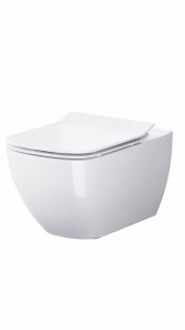 Set B245 vas wc suspendat Cersanit Virgo Clean on cu capac slim softclose, alb