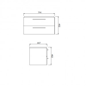 SET B348 Mobilier suspendat cu lavoar Cersanit Lara Mille, 80 cm, alb - Img 2