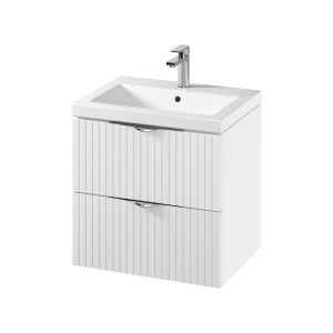 Set C142 Set dulap baie suspendat 2 sertare Cersanit Tirso lavoar inclus, 60 cm, MDF, alb mat - Img 2