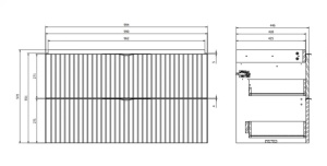 SET C463 Set dulap baie suspendat 2 sertare Cersanit Tirso lavoar inclus, 100 cm, MDF, negru mat - Img 3