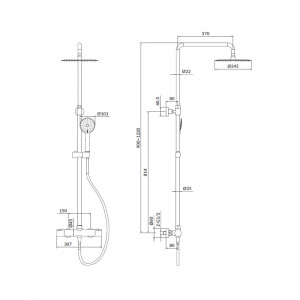 Set de dus culisant Cersanit City cu baterie dus termostatata SafeTouch, crom lucios - Img 2