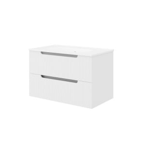 Set mobilier riflat cu lavoar Fluminia Malta 60, cu sertare soft close, alb - Img 2