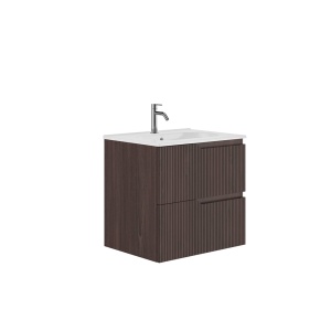 Set mobilier suspendat Gala Canaletto cu lavoar Luc 60 cm, walnut black