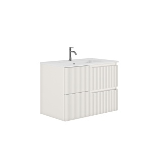 Set mobilier suspendat Gala Canaletto cu lavoar Luc 80 cm, alb