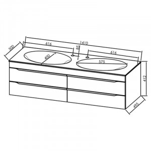Set mobilier suspendat Kolpasan Malaya cu lavoar 140 cm, gri inchis - Img 4