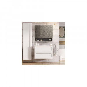 Set mobilier suspendat Oristo Beryl si lavoar 60 cm, alb mat - Img 2