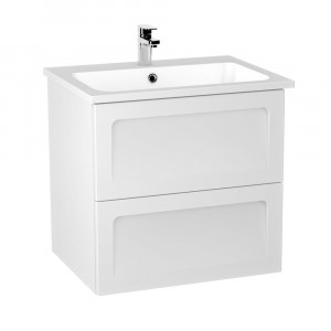 Set mobilier suspendat Oristo Beryl si lavoar 60 cm, alb mat