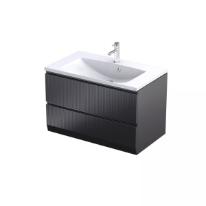 Set mobilier suspendat Oristo Brylant cu lavoar Amelia 80 cm, negru