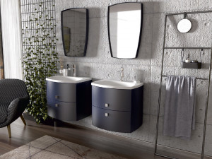 Set mobilier suspendat Oristo Louis cu lavoar Louis 62 cm, bleumarin - Img 3
