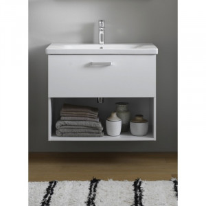 Set mobilier suspendat si lavoar Kolpasan Evelin 65 cm, alb - Img 3