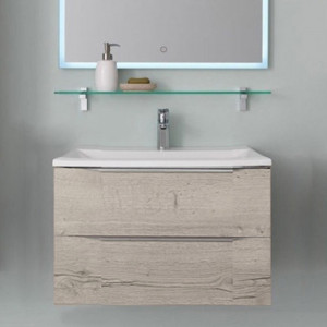 Set mobilier suspendat si lavoar Kolpasan Tara 70 cm, craft wood