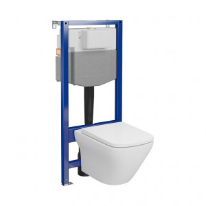 Set rezervor cu cadru Cersanit C22 AQUA 50 MECANIC, vas wc suspendat LARGA BY CERSANIT SQUARE CleanON, capac softclose - Img 2