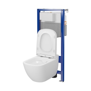 Set rezervor cu cadru Cersanit C24 AQUA 50 MECANIC, vas wc suspendat CASPIA CleanON, capac softclose - Img 3