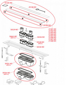 Set rigola cu capac faiantabil Alcadrain APZ115 Marble Low 65 cm - Img 2