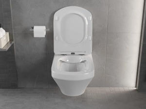 Set vas wc rimless suspendat, dreptunghiular, capac slim softclose, Foglia Bristol - Img 2