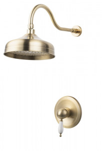 Sistem dus incastrat FDESIGN Lacrima cu cap dus fix si brat, bronz - Img 1