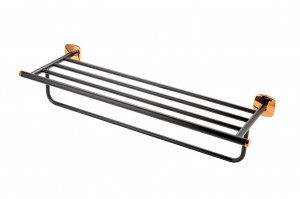 Suport prosoape FDESIGN Merida cu portprosop 574 mm, negru-roz auriu - Img 1