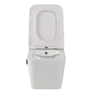 Vas wc suspendat cu functie bideu, dreptunghiular, apa calda rece, rimless, baterie negru mat Foglia Safari - Img 3