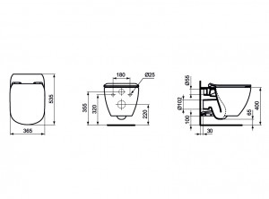 Vas wc suspendat Ideal Standard Tesi Aquablade cu capac slim, softclose, alb mat - Img 2