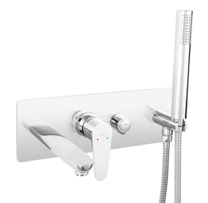 Baterie incastrata cada-dus Ferro Algeo cu set de dus inclus, crom