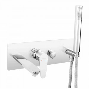 Baterie incastrata cada-dus Ferro Algeo Square cu set de dus inclus, crom