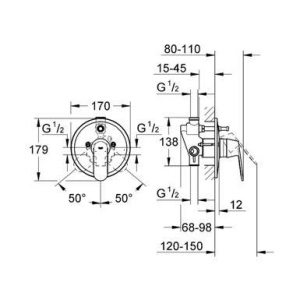 Baterie incastrata cada Grohe Eurosmart Cosmopolitan, crom - Img 4