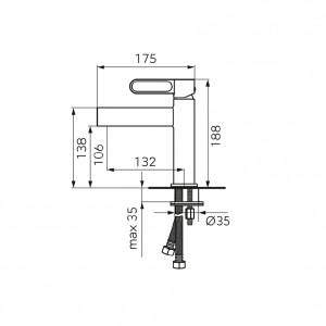 Baterie lavoar FDESIGN Zaffiro cu ventil click-clack, negru-roz auriu - Img 2
