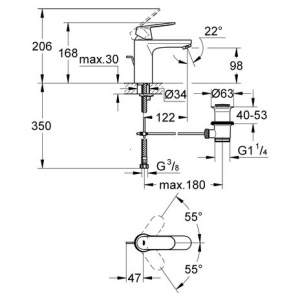 Baterie lavoar Grohe Eurosmart Cosmopolitan M-SIZE - Img 4