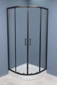 Cabina de dus semirotunda Sanotechnik Elite Eco black , 90x90x195cm