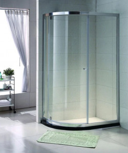 Cabina dus semirotunda Belform Clear, usa batanta, 110x70 cm, crom