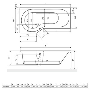 Cada baie asimetrica Radaway Kariteia, acril, 160x80 cm, orientare dreapta - Img 3