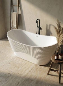 Cada baie freestanding Cara Line, acril, riflata, 170x75 cm, alb lucios - Img 7