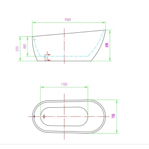 Cada baie freestanding Florida Natalia, acril, 160x75 cm, alb  - Img 2