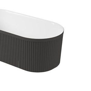 Cada baie freestanding Foglia Scarlet 170 x 75 cm, ovala, cu riflaje 3D negru cu alb - Img 3
