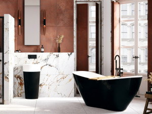 Cada freestanding compozit Besco Viya alb-negru 160x70 cm - Img 5