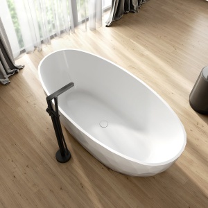 Cada freestanding compozit Foglia Ovale 3D, 167x82 cm, alb lucios - Img 6