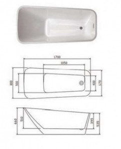 Cada freestanding dreptunghiulara 9013, acril, 170x80 cm - Img 7