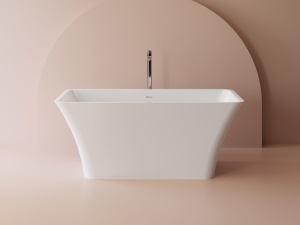 Cada freestanding dreptunghiulara, compozit alb lucios, 150x76.2x62.5 cm, Foglia Minerva