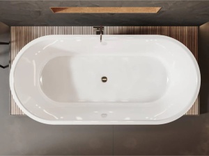 Cada freestanding Miraggio Helga compozit 150x85 cm alb lucios - Img 3