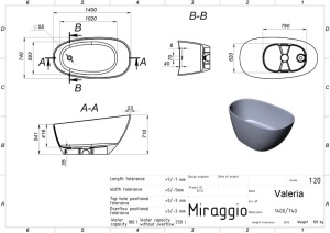 Cada freestanding Miraggio Valeria compozit 140x74 cm alb lucios - Img 8