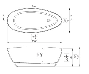 Cada freestanding ovala, compozit alb lucios, 157x70x56 cm Foglia Venezia - Img 3