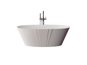 Cada freestanding ovala, compozit alb lucios, 167x89.7x55.5 cm, Foglia Manor - Img 2