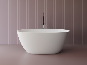 Cada freestanding ovala, compozit alb mat, interior lucios, 149.9x76.2x61 cm Foglia Monaco