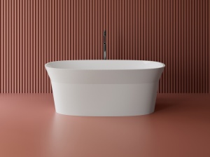Cada freestanding ovala, compozit alb mat, interior lucios, 150x77.9x57 cm - Img 1
